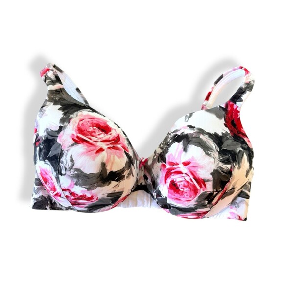 Cacique 36851 White Floral Smooth Lightly Lined Balconette Bra 42D - Picture 1 of 6